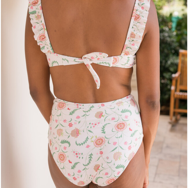 Women's Cloister Botanical High Waisted Bikini Bottom, Cream - Two Pieces - 3