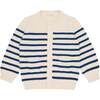 Knit Cardigan, Cream/Breton Stripes - Cardigans - 1 - thumbnail