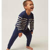 Knit Cardigan, Navy/Cream Stripes - Cardigans - 2