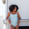 Women's Ruffle One Piece, Sea Blue - One Pieces - 2