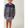 Knit Cardigan, Navy/Cream Stripes - Cardigans - 4