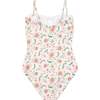 Women's Cloister Botanical Ruffle One Piece, Cream/Floral - One Pieces - 4