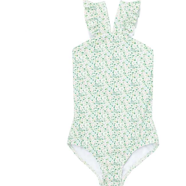 Sea Marsh Floral V-Neck Crossover One Piece, Green