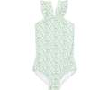 Sea Marsh Floral V-Neck Crossover One Piece, Green - One Pieces - 1 - thumbnail