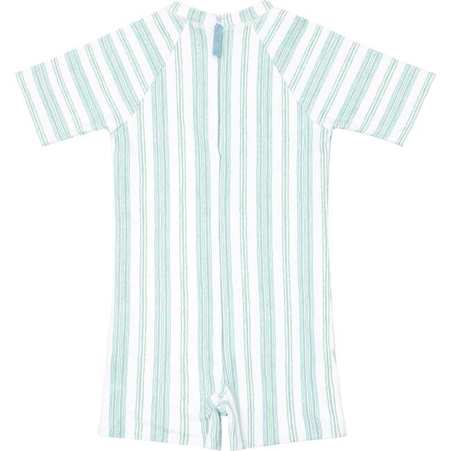 Cumberland Stripe Rashguard One Piece, White/Green - Rash Guards - 4