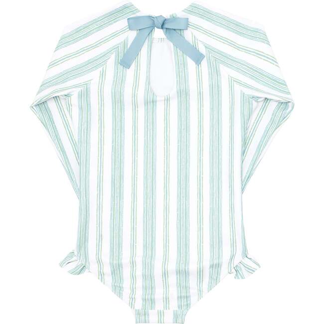 Cumberland Stripe Rashguard One Piece, Green/White - One Pieces - 5
