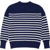 Women's Knit Sweater, Navy/Cream Stripes - Sweaters - 5