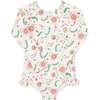 Cloister Botanical Rashguard One Piece, Cream - One Pieces - 1 - thumbnail