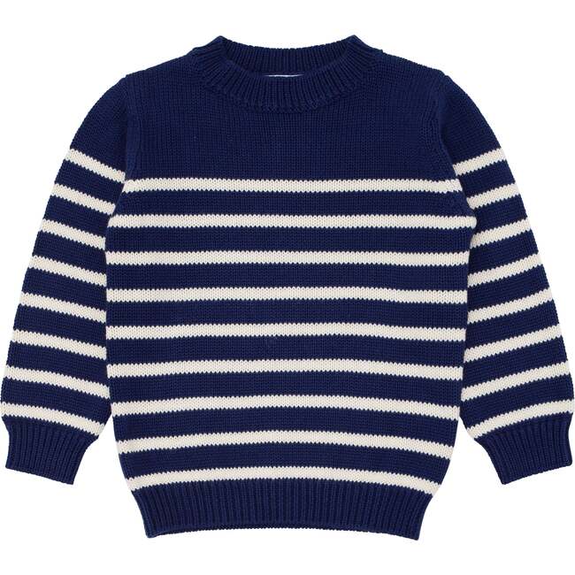 Knit Sweater, Navy/Cream Stripes