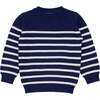 Knit Sweater, Navy/Cream Stripes - Sweaters - 1 - thumbnail