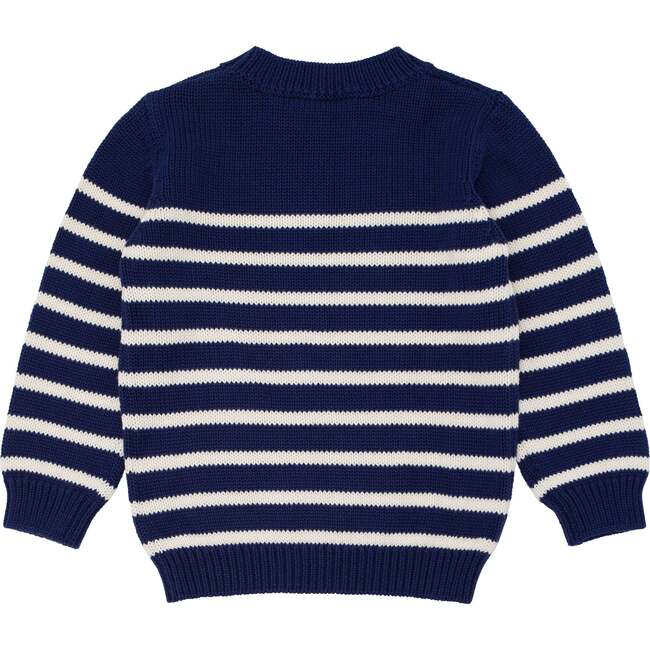 Knit Sweater, Navy/Cream Stripes - Sweaters - 4