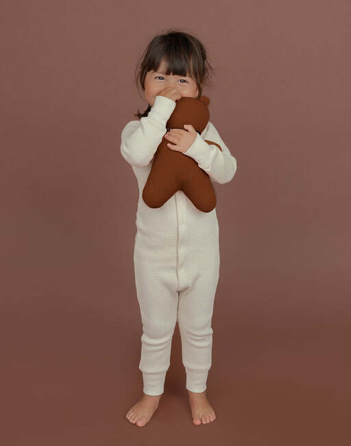 Noble Organic Waffle One-Piece Sleeper, Oat Milk - Onesies - 3