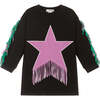 Star Patch Tassel Dress, Black - Dresses - 1 - thumbnail