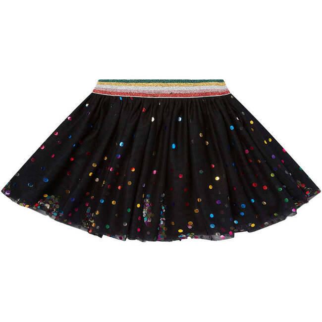 Mini Polka Dot Tule Skirt, Black