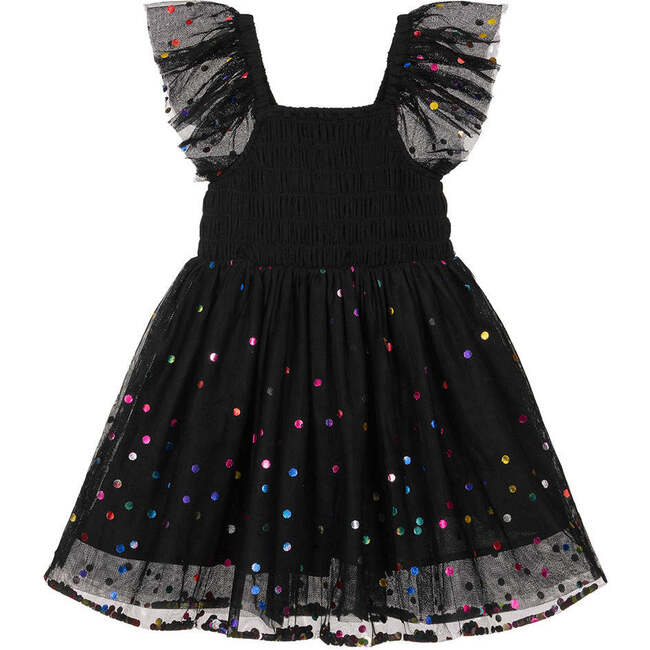 Mini Polka Dot Tulle Dress, Black - Dresses - 2