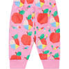 Apple Print Joggers, Pink - Sweatpants - 1 - thumbnail