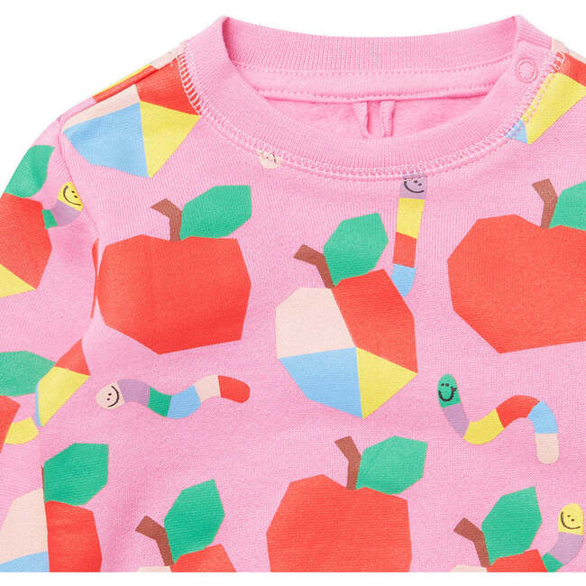 Apple Print Sweatshirt, Pink - Sweatshirts - 3