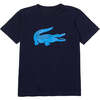 Large Croc Graphic T-Shirt, Navy - T-Shirts - 1 - thumbnail