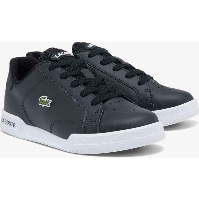 Logo Leather Trainers, Black - Sneakers - 1