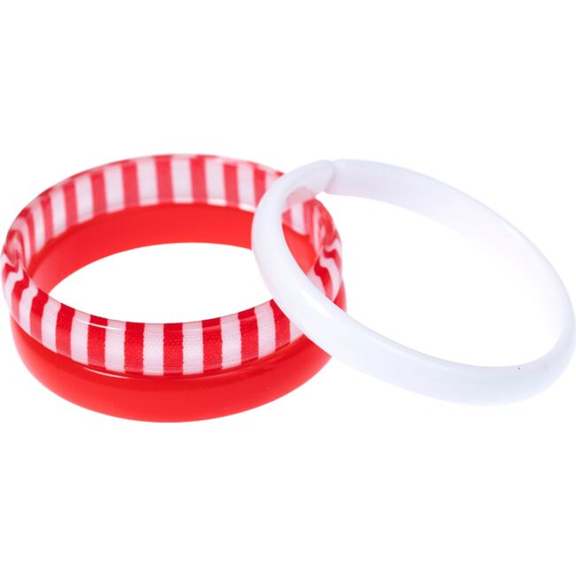 Candy Cane Stripes Bangle Set, Red & White