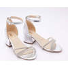 Triple Rhinestone Strap Heels, Silver - Dress Shoes - 1 - thumbnail