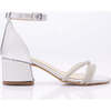 Triple Rhinestone Strap Heels, Silver - Dress Shoes - 2
