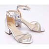 Triple Rhinestone Strap Heels, Silver - Dress Shoes - 3