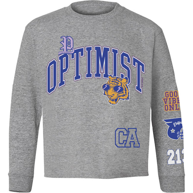 Optimist Long Sleeve Tee, Grey - T-Shirts - 1