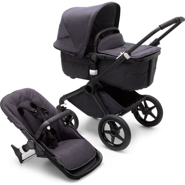 Fox 3 Mineral Collection Complete Stroller: Black Frame - Washed Black Fabrics - Single Strollers - 1