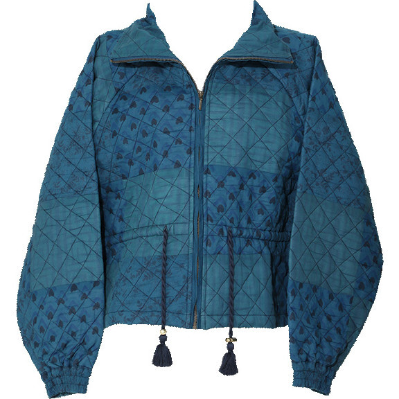 Women's Quilted Patchwork Jacket, Indigo - Jackets - 1
