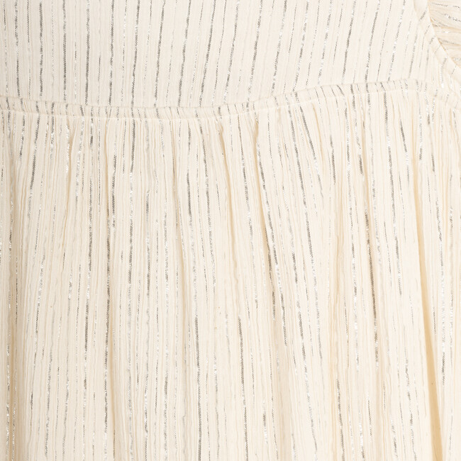 Women's Ottilie Tie Back House Dress, Silver Lurex Stripe - Dresses - 3
