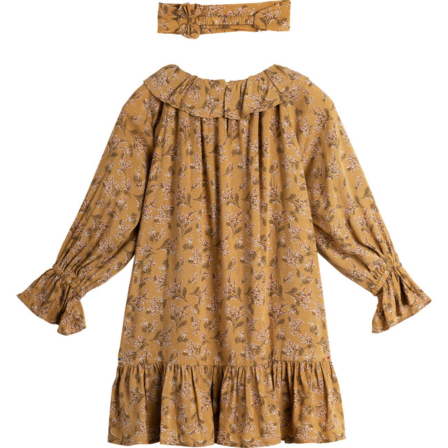 Louise Flounce Ruffle Neck Dress & Headband, Winter Berry Foliage - Dresses - 4