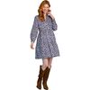 Women's Waverly Dress, Bandana Dusty Blue - Dresses - 1 - thumbnail