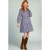 Women's Waverly Dress, Bandana Dusty Blue - Dresses - 2