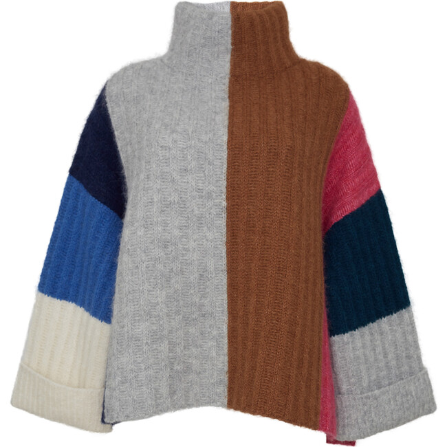 Women's Talia Color-Block Poncho, Multi Color - Sweaters - 1