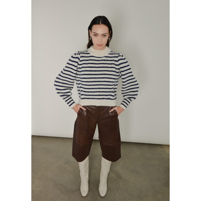 Women's Kate Stripe Sweater, Ivory & Navy Stripe