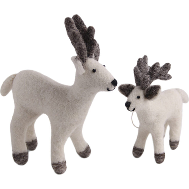 Reindeer Mother & Baby, White