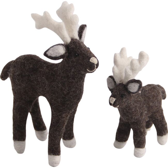 Reindeer Mother & Baby, Natural Brown - Accents - 1
