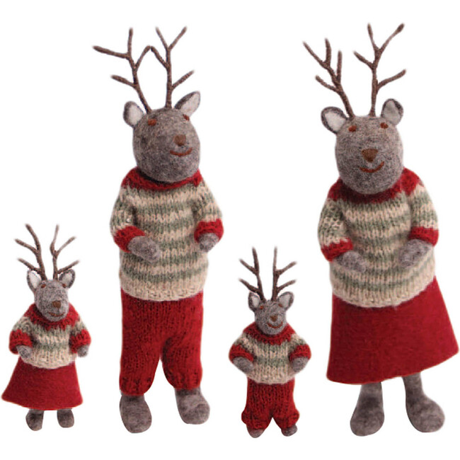 Reindeer Family with Striped Sweaters