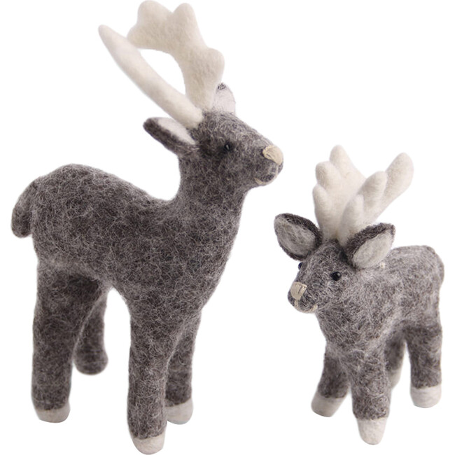 Reindeer Mother & Baby, Natural Grey