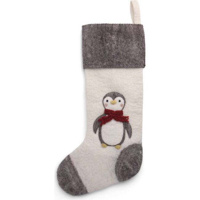 Penguin Stocking Grey and White
