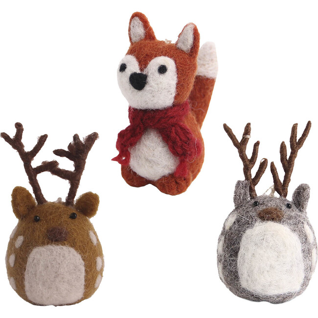 Felt Fox & Reindeer Ornaments