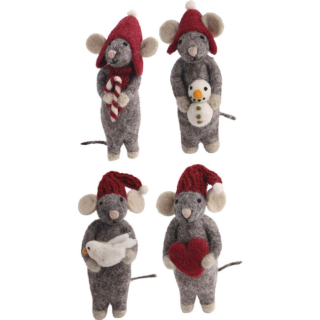 Christmas Mice with Gifts, Grey - Accents - 1