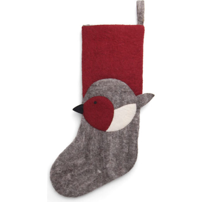 Bird Stocking, Red and Grey - Stockings - 1