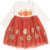 Pumpkin Tutu Long Sleeve Dress, Orange - Dresses - 1 - thumbnail