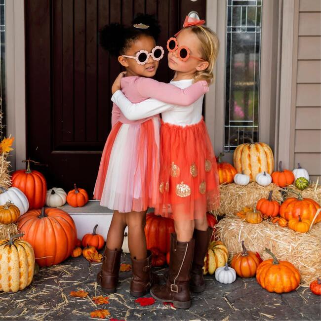 Pumpkin Tutu Long Sleeve Dress, Orange - Dresses - 4