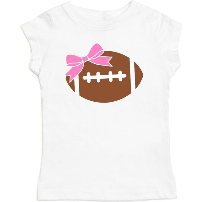 Football Bow Short Sleeve Shirt, White - T-Shirts - 1