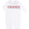Christmas Smocked Long Sleeve Bubble, Multicolors - Rompers - 1 - thumbnail