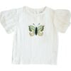 Butterfly Print Flutter Tee, White - T-Shirts - 1 - thumbnail