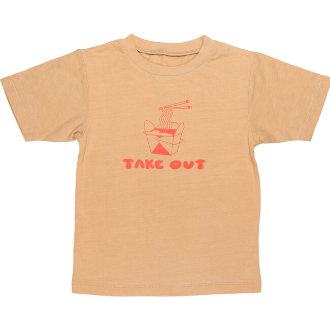 Take Out Printed Tee, Tan - T-Shirts - 1